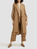 Buttoned Double Plackets Coat - Camel, L image