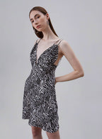 Printed Double Straps Silk Dress image 2