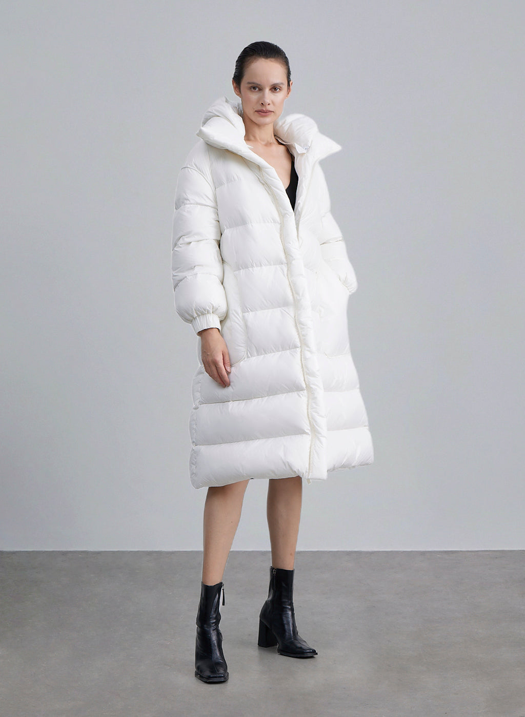 Pluffy Zip Front Hooded Down Coat image 0