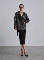 Classic Faux Leather Blazer image 0
