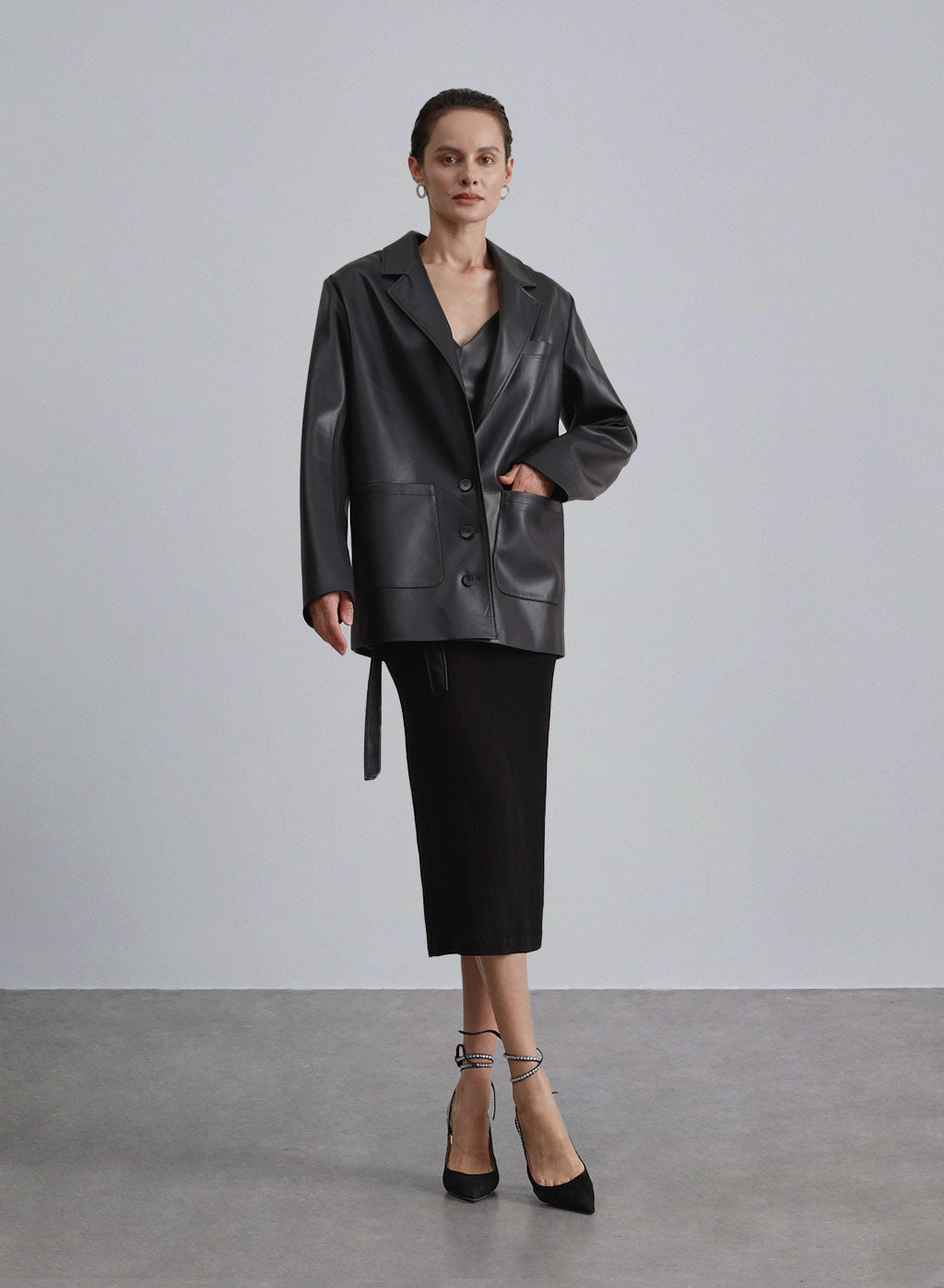Classic Faux Leather Blazer image 0