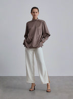 Classic Cuffed Silk Blouse - Suva Grey, XS image