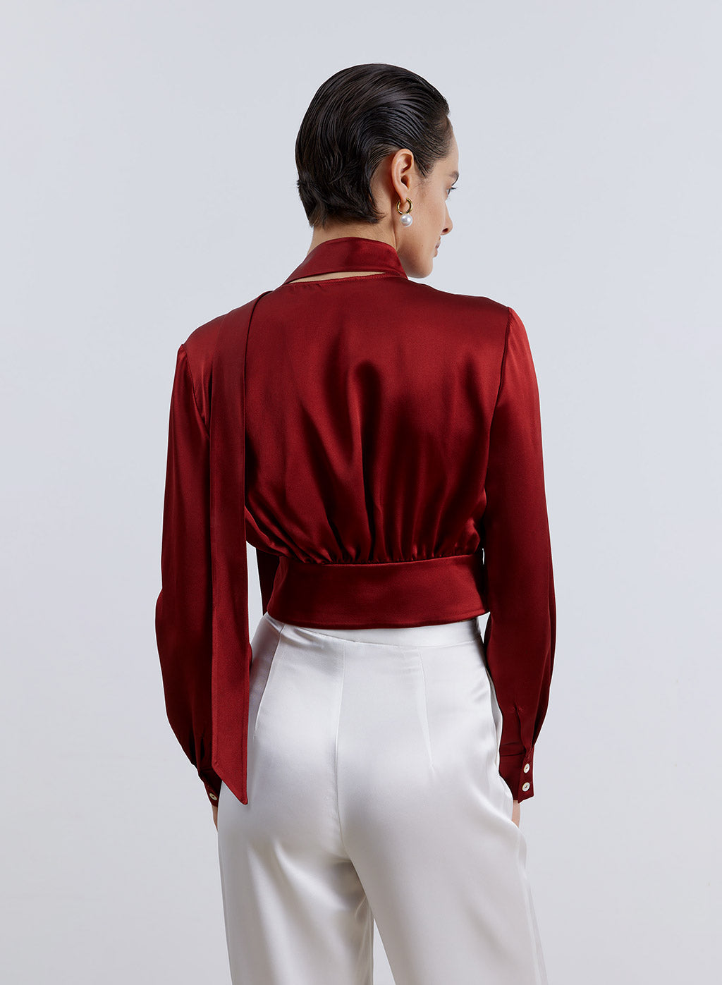 Around Necktie Silk Blouse image 1
