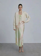 Textured Buttoned Front Wool Cardigan - Ecru White, S image