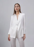 Collarless One-Button Satin Blazer image 0