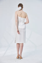 Asymmetrical One Shoulder Satin Dress image 1