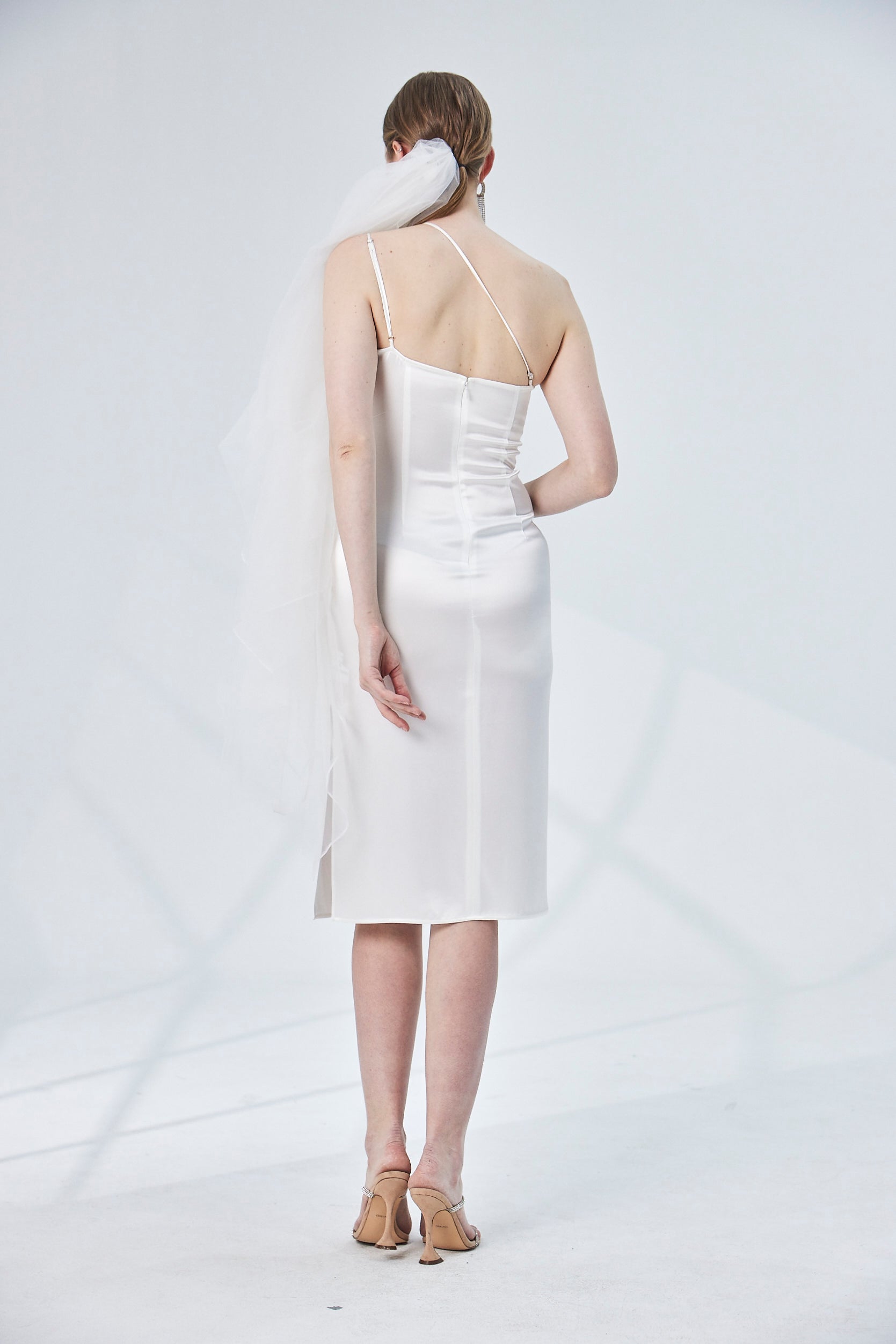 Asymmetrical One Shoulder Satin Dress image 1