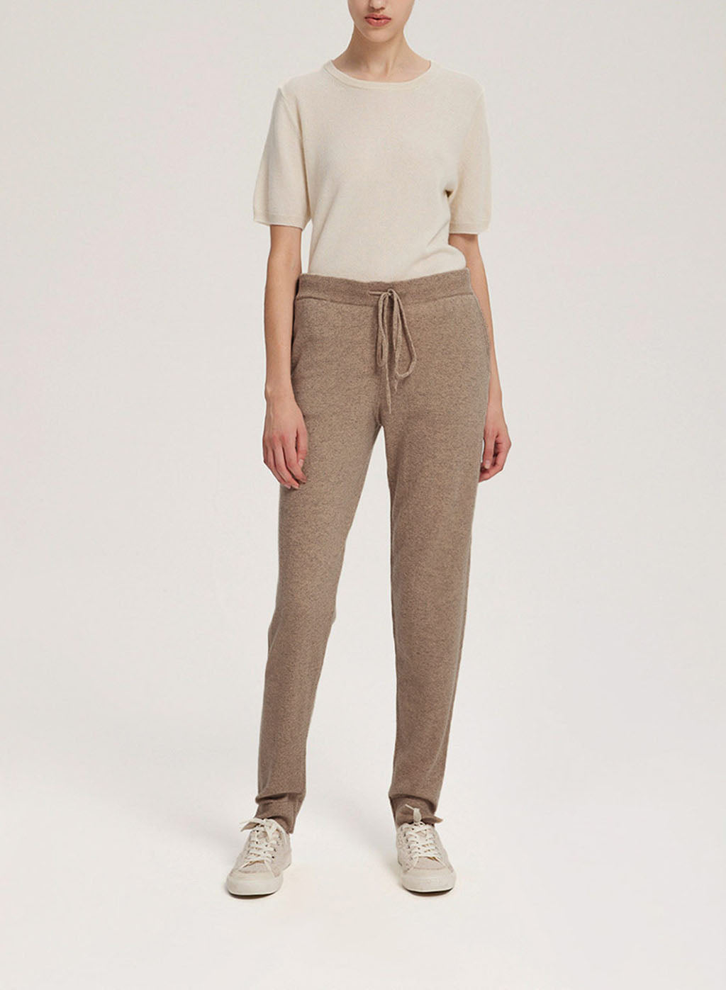 Mid-Rise Wool-Cashmere Joggers - Pale Taupe, M image