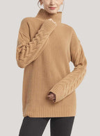 Oversized Pure Cashmere Turtleneck Sweater - Camel, S image