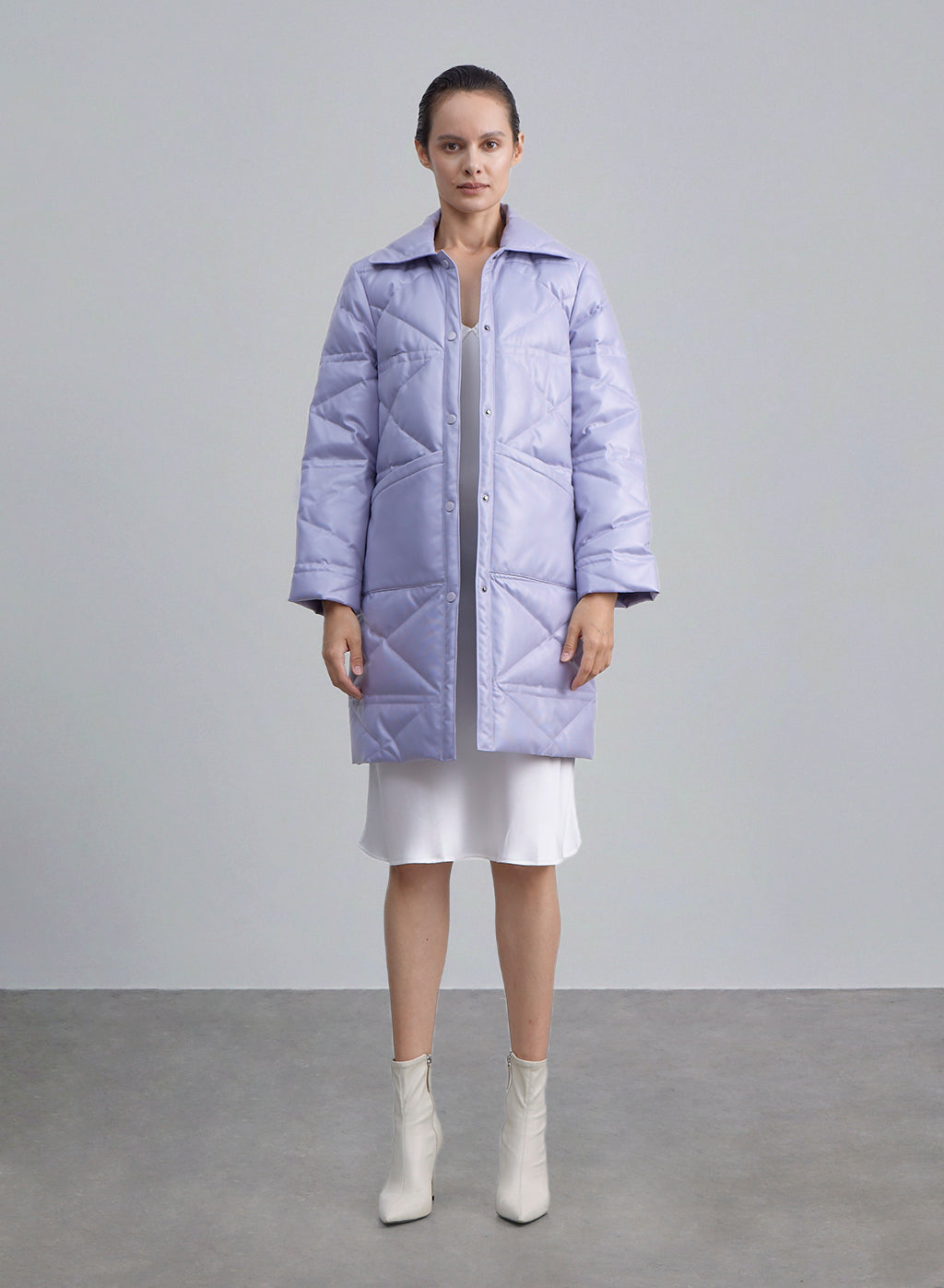 Geometric Impression Single Breasted Down Coat image 0