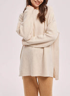 Oversized Crew-Neck Sweater - Cream, L image
