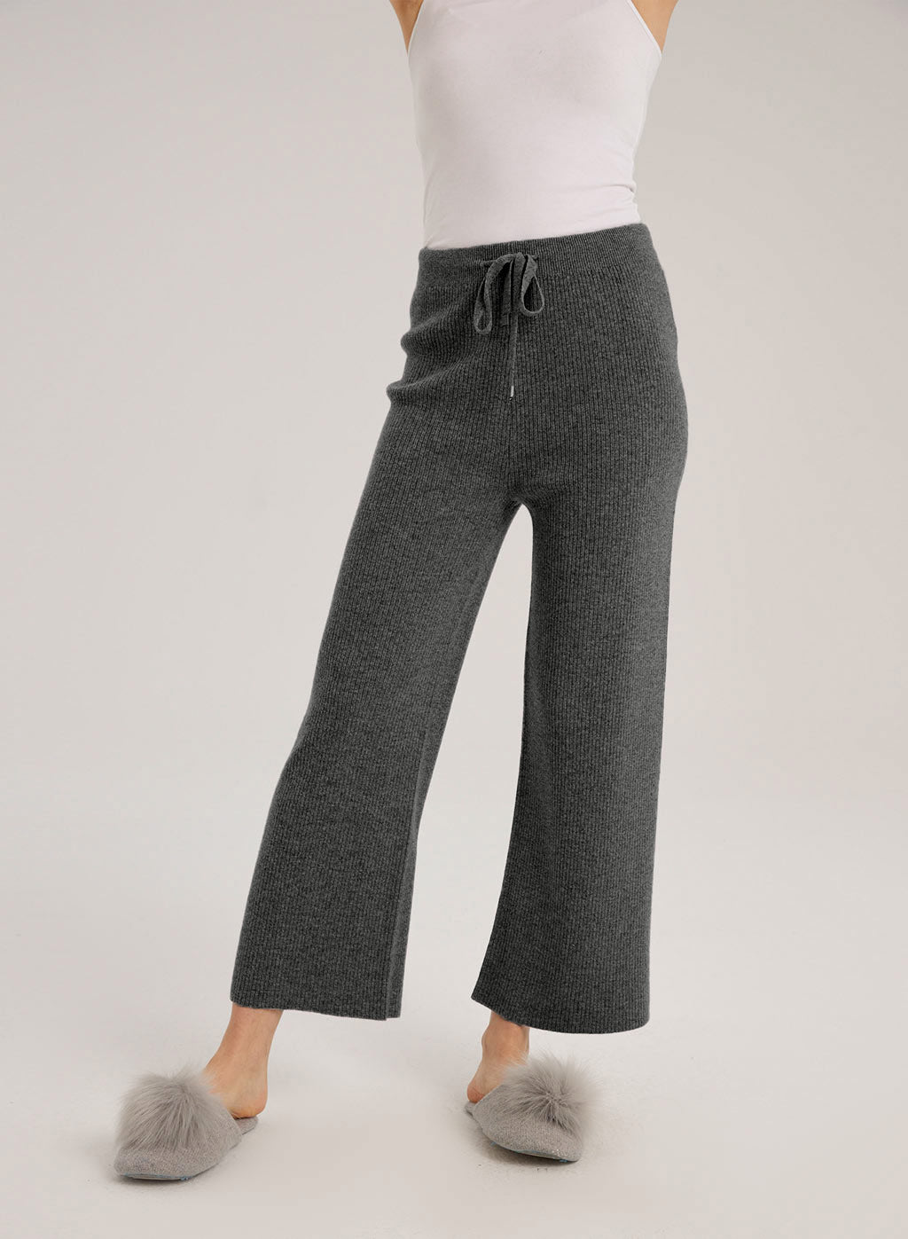 Hadley Drawstring Cashmere-Wool Pants - Dark Grey, S image
