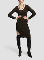 Slim-fit Sweater Dress - Olive, S image