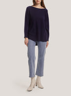 Boatneck Oversized Cashmere Sweater - Navy, XS image