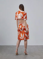 Printed Tie Front Silk Dress image 1