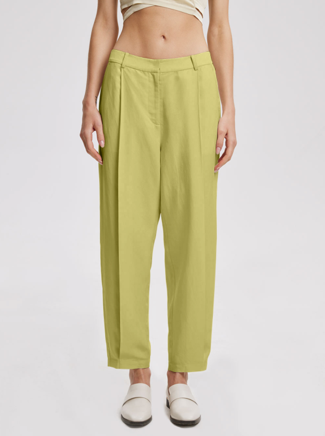 Linen-Blend Tapered Pants