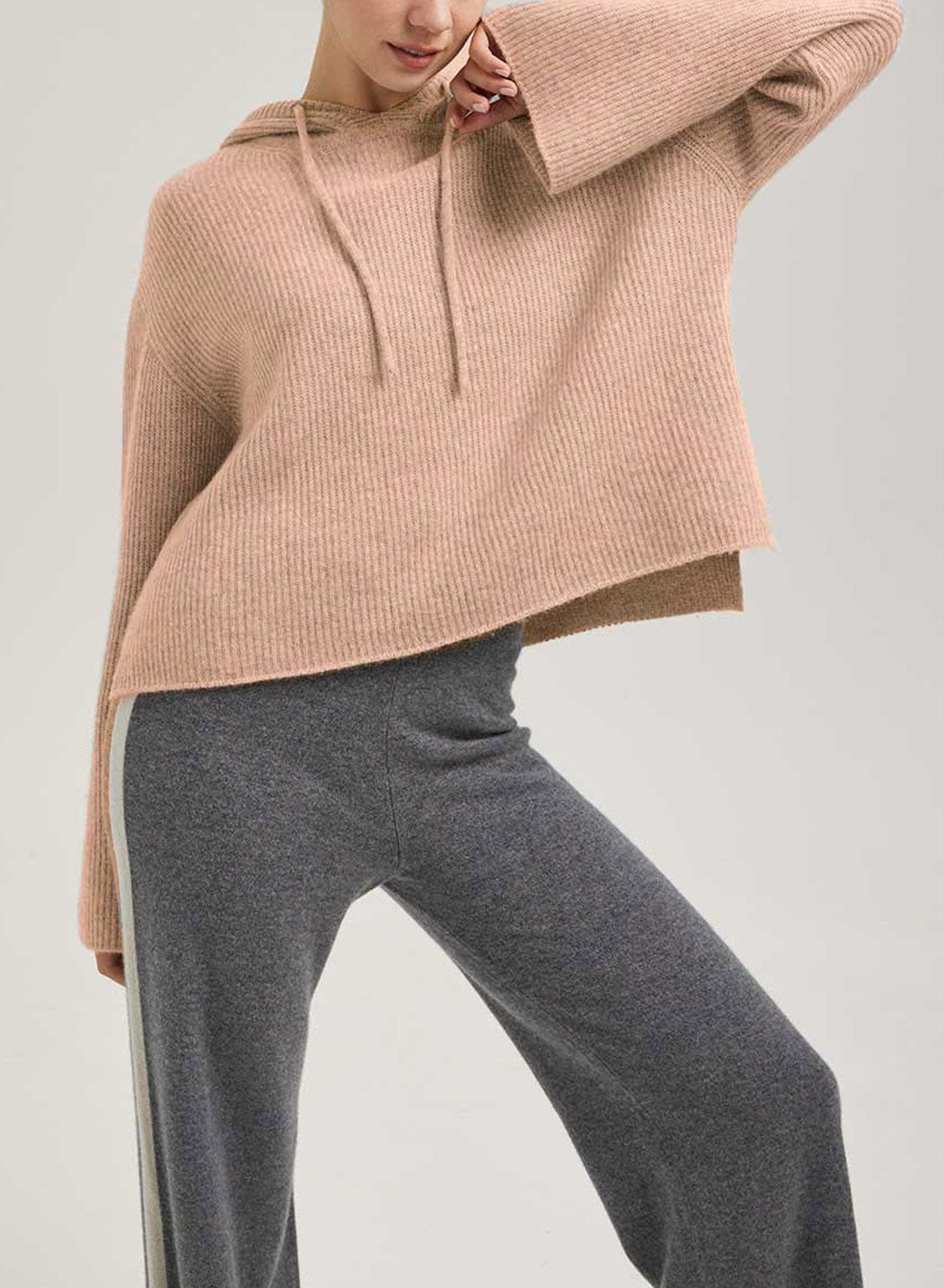 Cropped Wool-Cashmere Hoodie - Beige, XL image