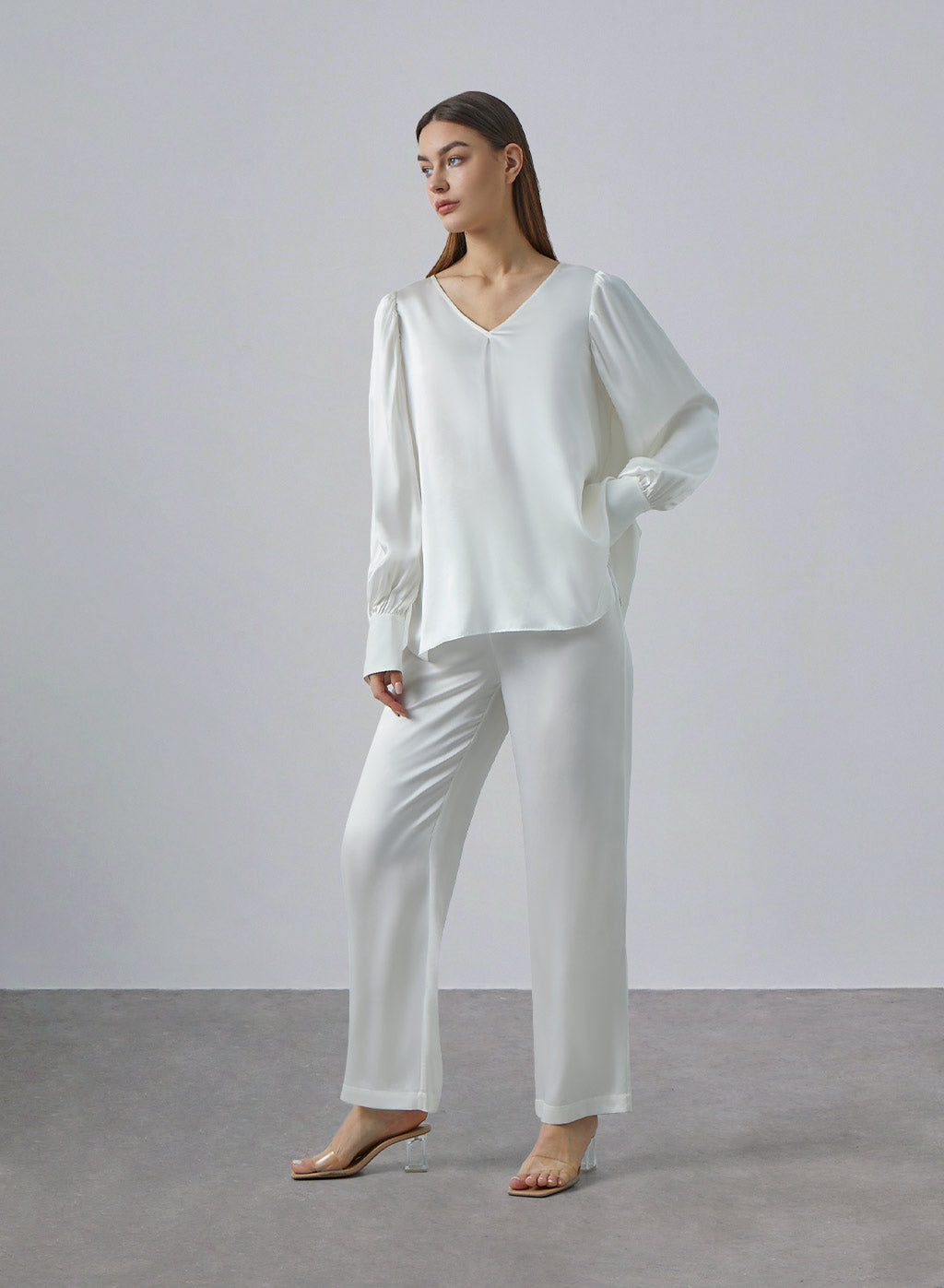 Bouffant Sleeve Silk Pajama Set image 0