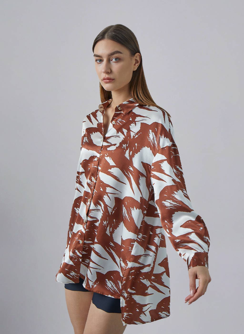 Hi-low Oversized Silk Blouse image 0