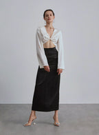 Flared Sleeves Silk Cropped Top image 0