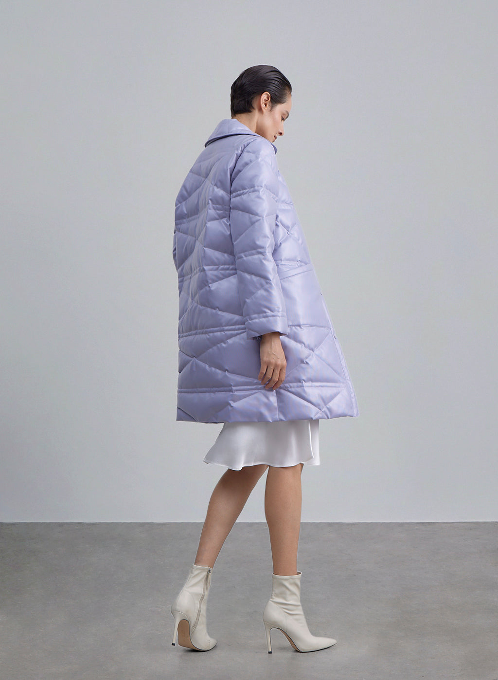 Geometric Impression Single Breasted Down Coat image 1