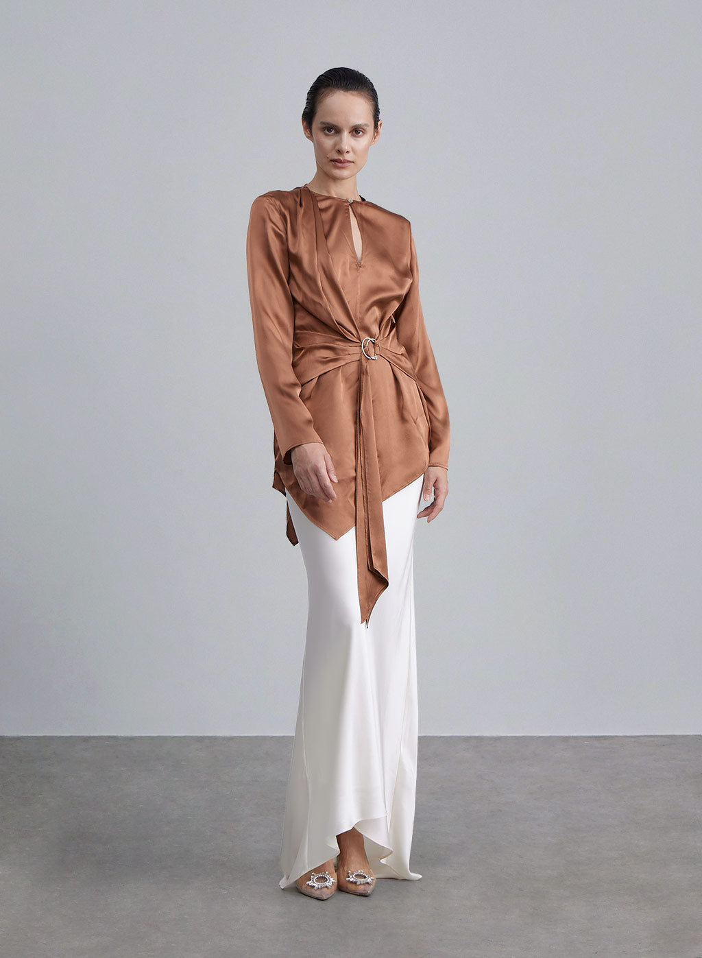 Waist Loop Silk Top - Copper, S image
