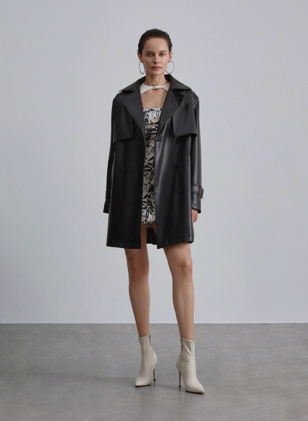 Maison Faux Leather Cropped Windbreaker - Midnight Black, S image