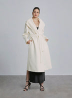 Knitted Collar Belted Long Wool Coat image 0