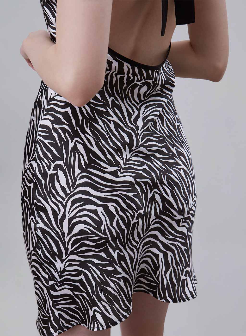 Printed A-line Silk Dress image 3