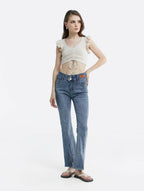 Ribbed Drawstring Front Crop Top image 0