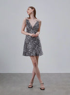 Printed Double Straps Silk Dress image 0