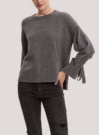 Tied Sleeves Pure Cashmere Sweater - Smoke, S image