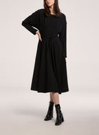 Boat Neck Long-sleeved Wool Dress image 0