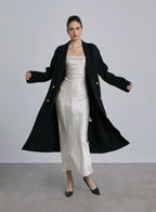 Long Notch Lapel Back Vent Wool Coat image 0