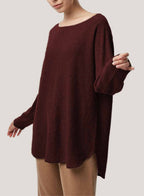 Boatneck Pure Wool Sweater - Burgundy, S image