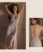 Side slit suspender nightgown