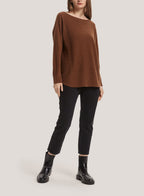 Boatneck Oversized Cashmere Sweater - Dark Brown, XXL image
