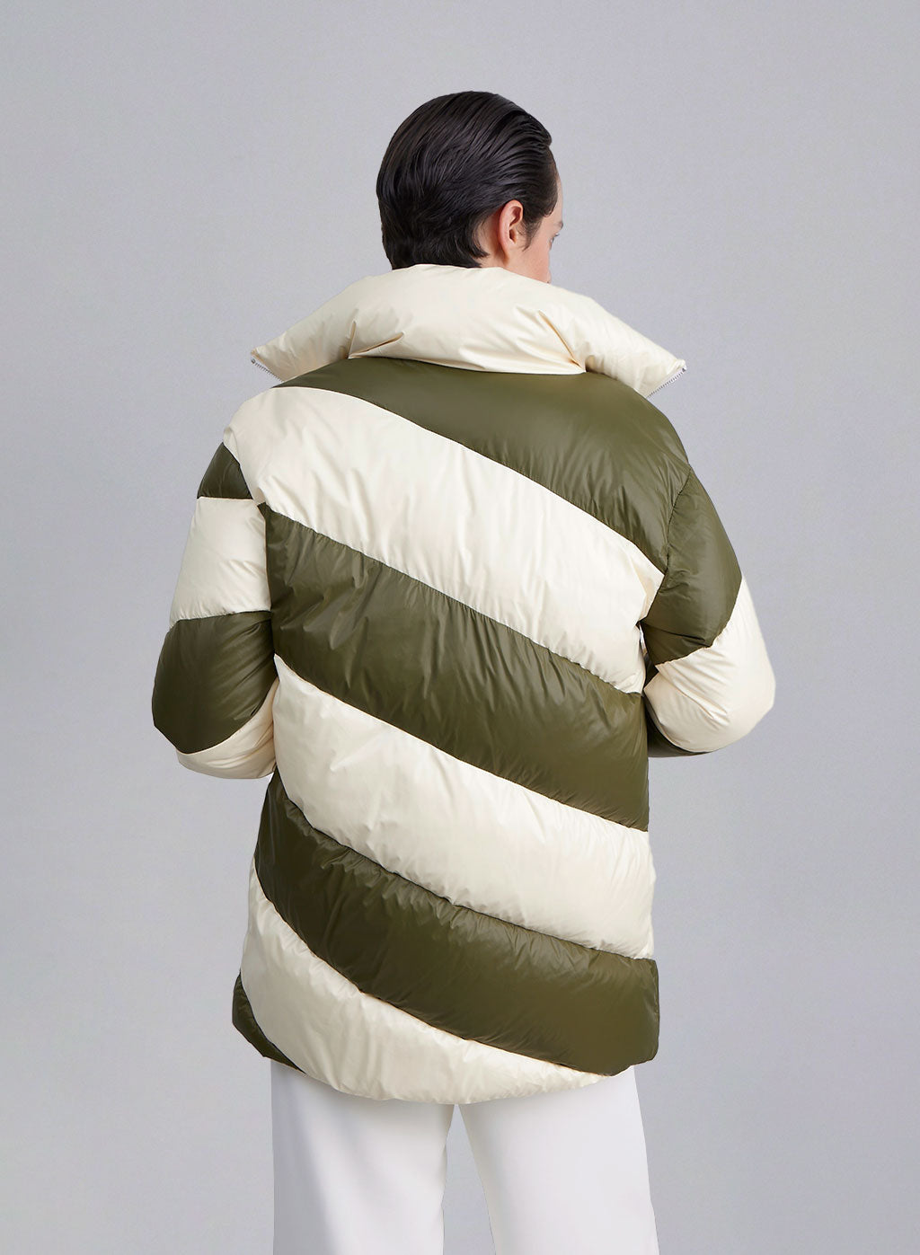 Contrast Color Strips Zip Puffer image 1