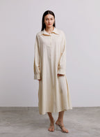 Cotton Shirt Midi Dress - Cream, L image