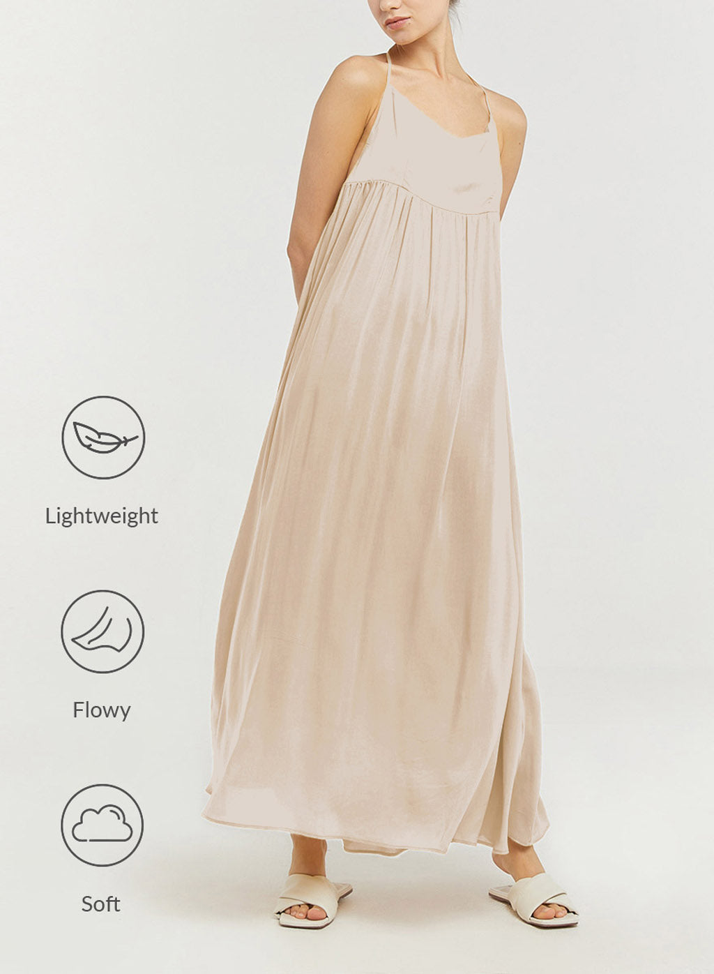 Backless Halter Dress - Light Pearl, M image