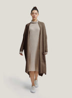 Slouchy Pure Yak Wool Long Cardigan - Coffee, M image
