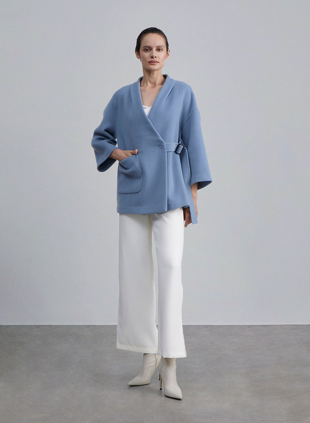 Wrap Buckle Belted Wool Coat image 0