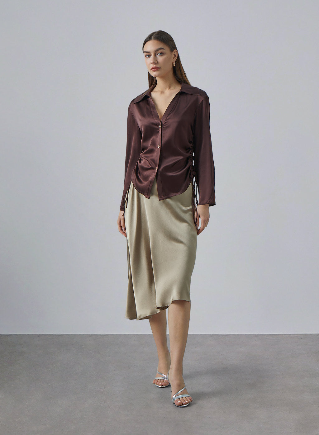 Asymmetric Hem Silk Wrap Skirt image 0