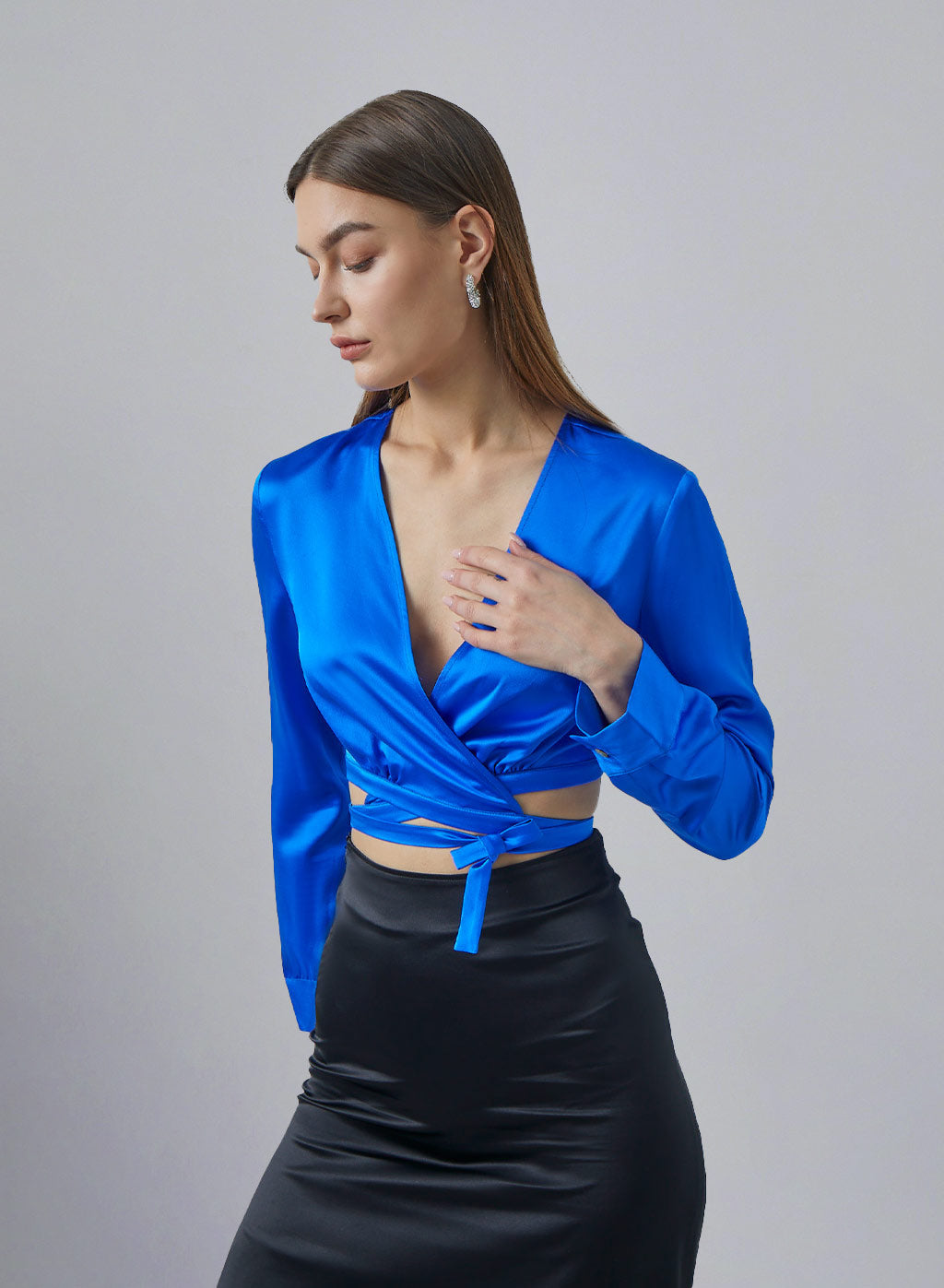 Plung Tie Waist Silk Blouse image 0