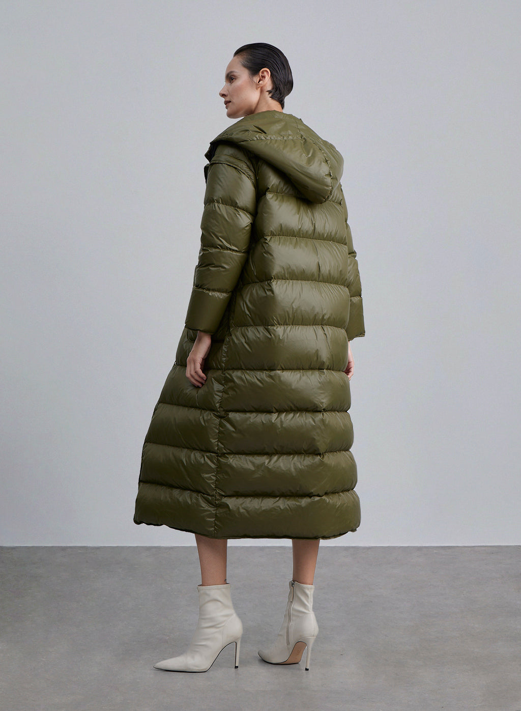 Patch Pocket Drawstring Hooded Down Coat image 1
