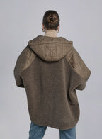 Slash Pocket Patchwork Hooded Jacket image 1