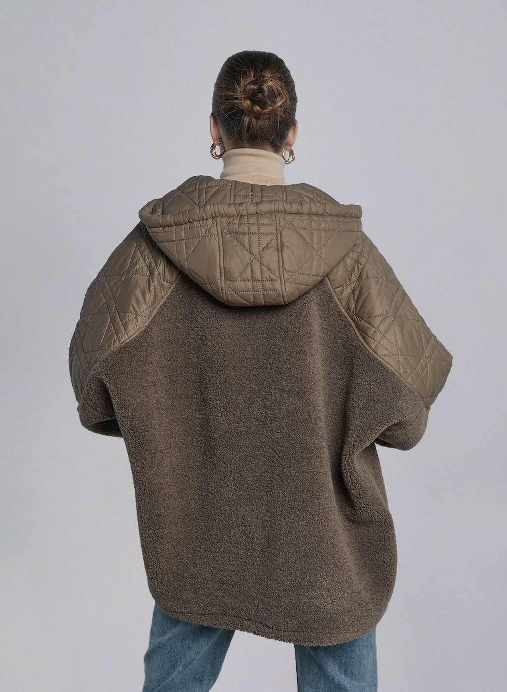 Slash Pocket Patchwork Hooded Jacket image 1