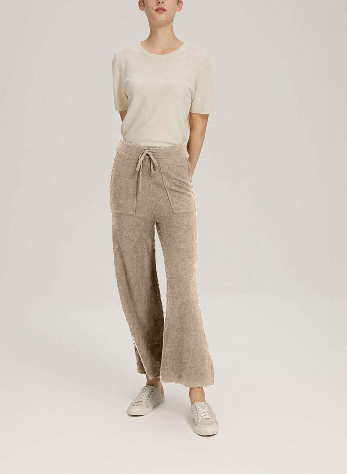 Wide-Leg Wool-Cashmere Trouser With Pocket - Tortilla, XS image