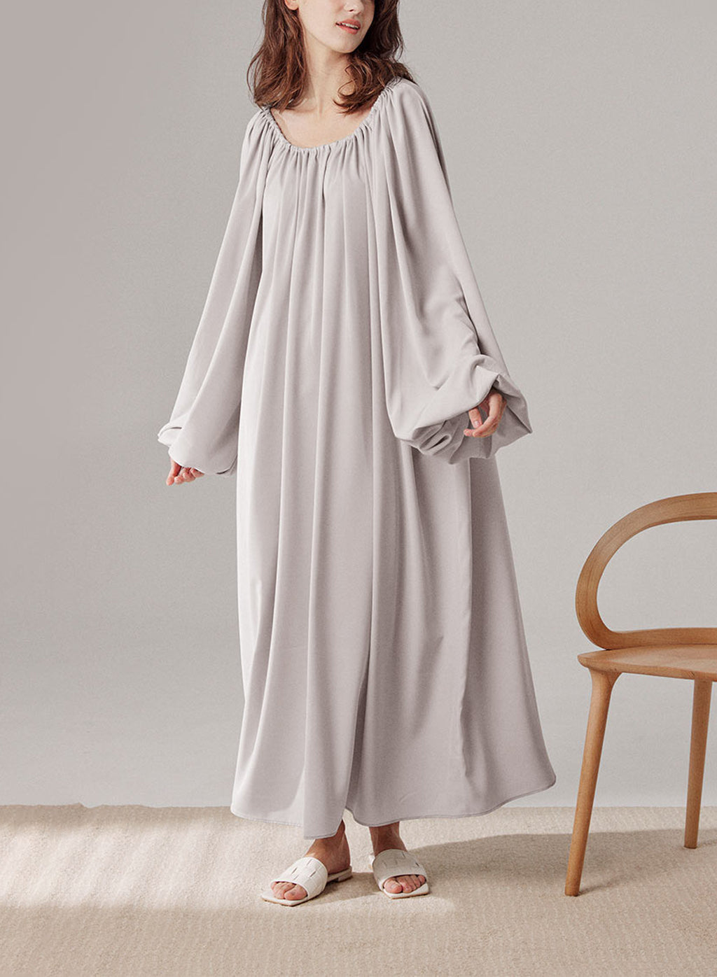 Ballon Sleeves Midi Dress - Pearl Pink, M image