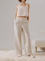 Wide-Cut Linen Pants image 0